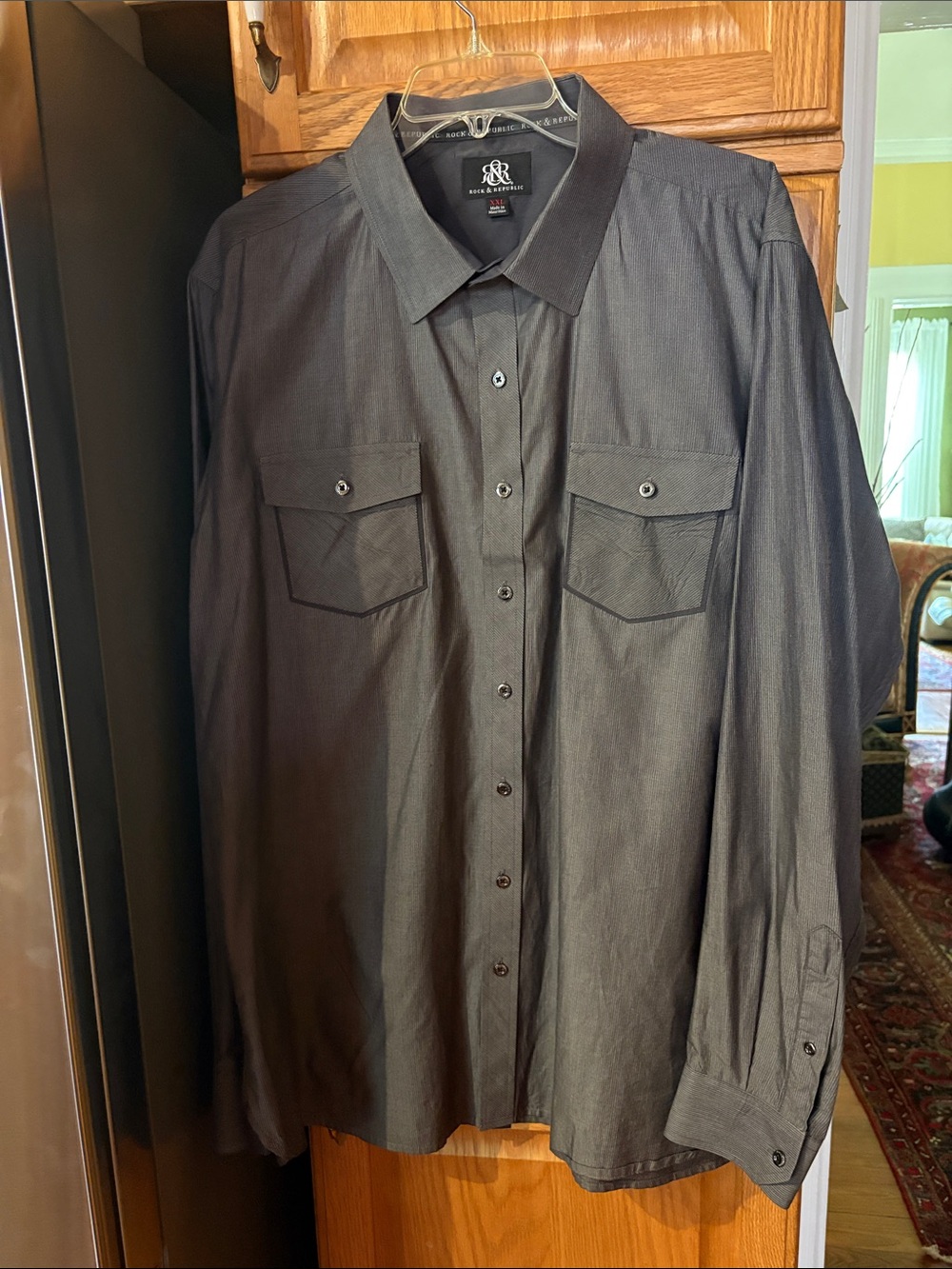 Rock & Republic Dark Gray Button-Front Dress Shirt
